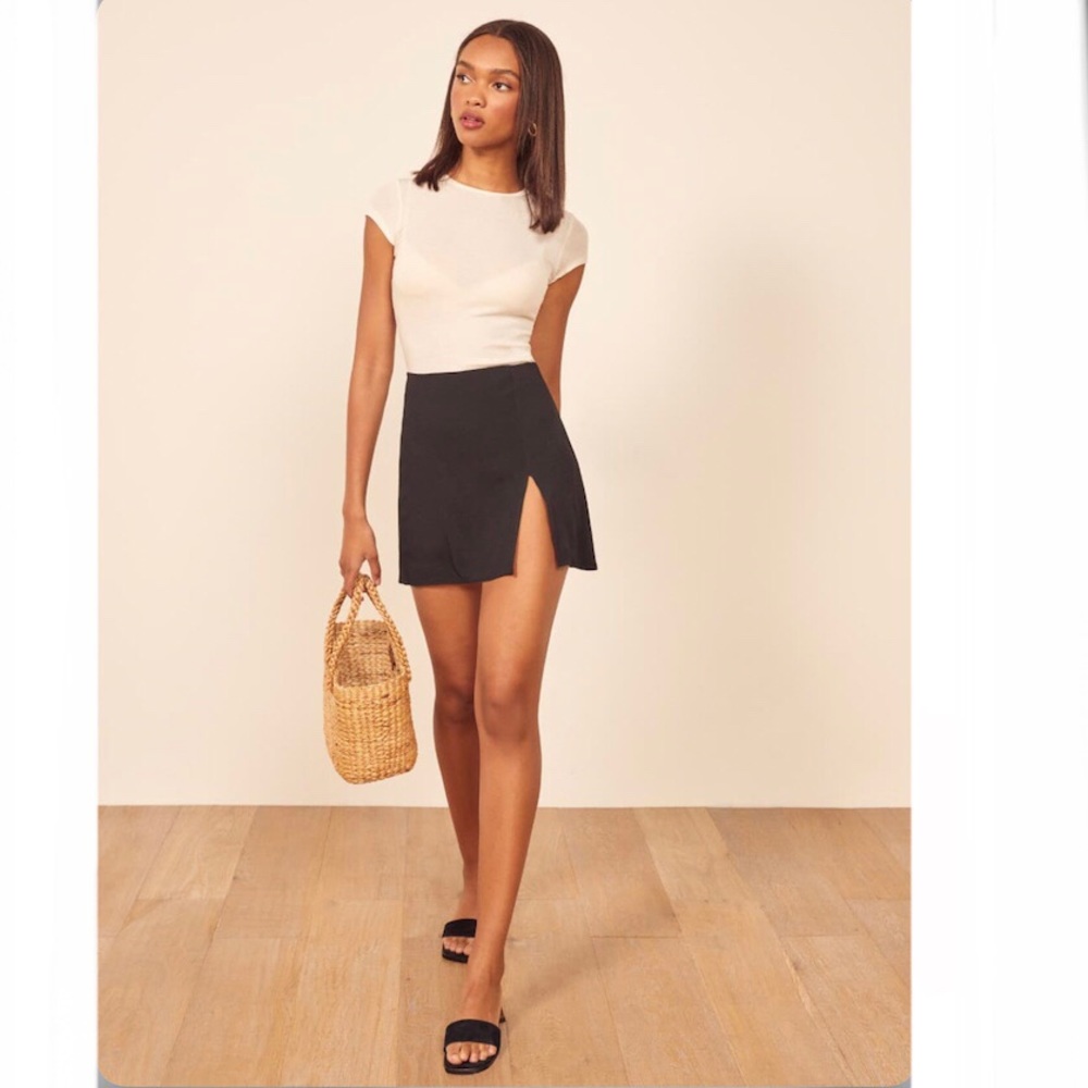 Reformation NWT Margot Black Mini Skirt 8